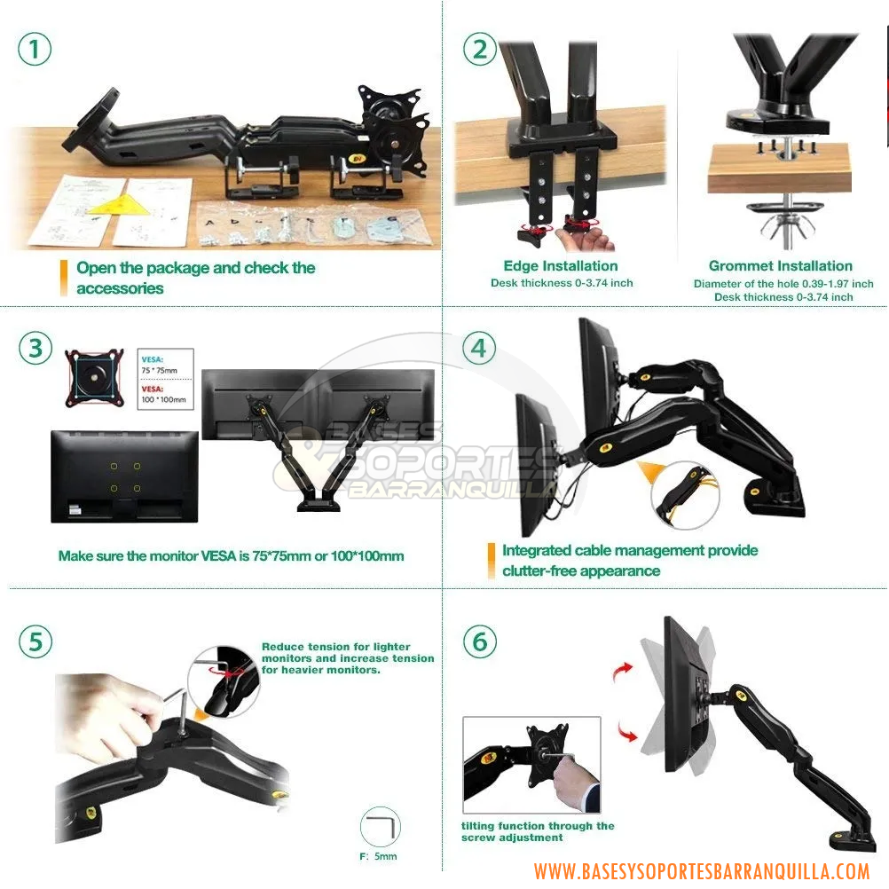 soporte doble monitor