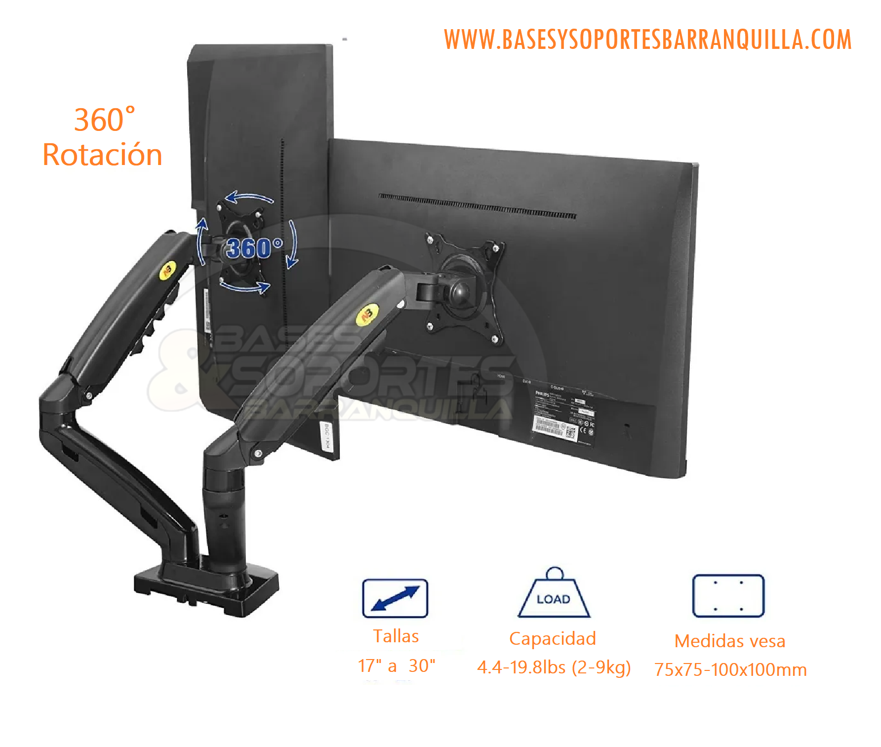 soporte doble monitor
