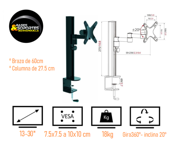 Soporte de escritorio para monitor